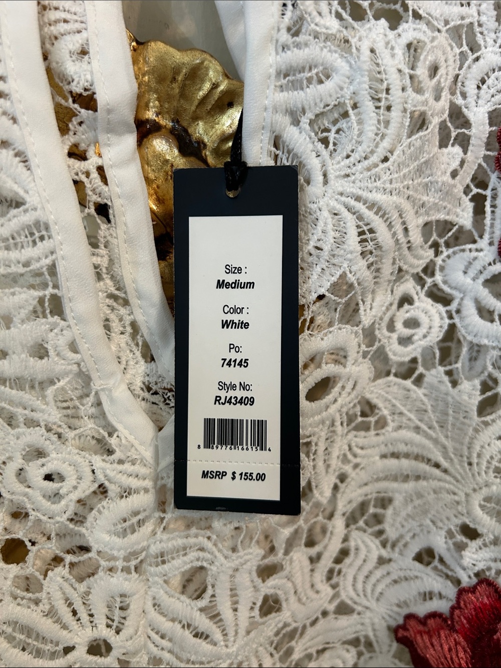 Romeo & Juliet Couture NWT Romantic Rose Lace Overlay Sheer Top Medium White - Picture 4 of 8